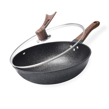 12.5 "padella antiaderente Wok cottura fornello a Gas padella a induzione pentole durevole Maifan Stone Home Steak Pancake casseruola 1