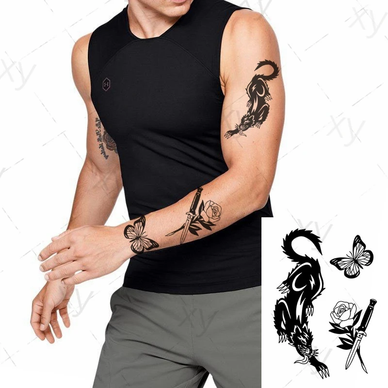 Black Raven Temporary Waterproof Tattoos Sticker Harajuku Henna Tattoo Women Animal Tattoo Crow Temporary Tatoo Men Hb850
