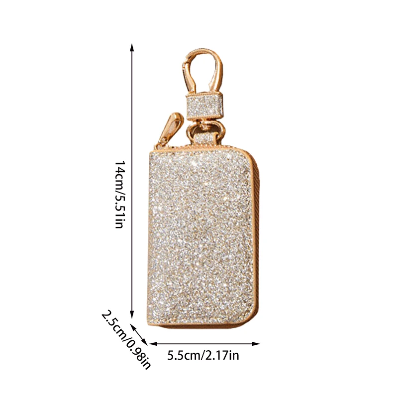 Key Case Key Case Cover Keychain Holder Shiny PU Key Pouch Zipper Key Holder Organizer Car Bag Keychain Wallet Fashion Simple Case Bag Car Protect Cover