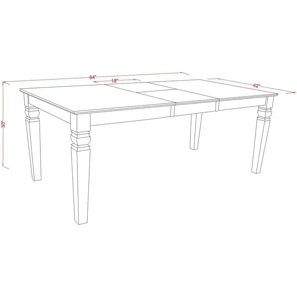 9 Piece Dining Room Furniture Set Includes a Rectangle Wooden Table with Butterfly Leaf and 4