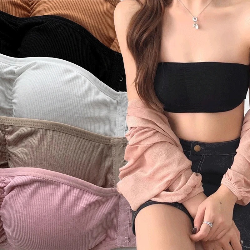 Women's Strapless Bra with Removable Pads Sexy Underwear Tube Top Girls Invisible One-piece Backless Lingerie Cropped Tanks