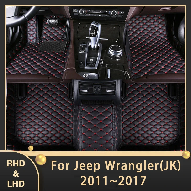 

Car Floor Mats For Jeep Wrangler JK J8 TJL-J8 2011~2017 Custom Auto Foot Pads Leather Carpet Interior Accessories 2014 2015 2016