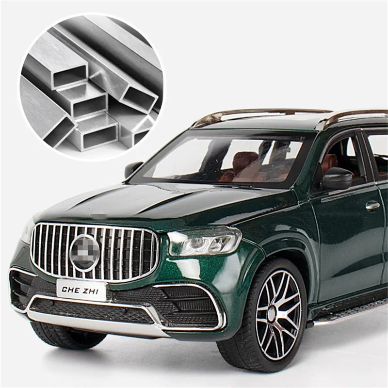 1/24 Maybach GLS class GLS63 Alloy Car Model Diecasts Metal Toy Car Model Collection Sound Light High Simulation Childrens Gifts 2
