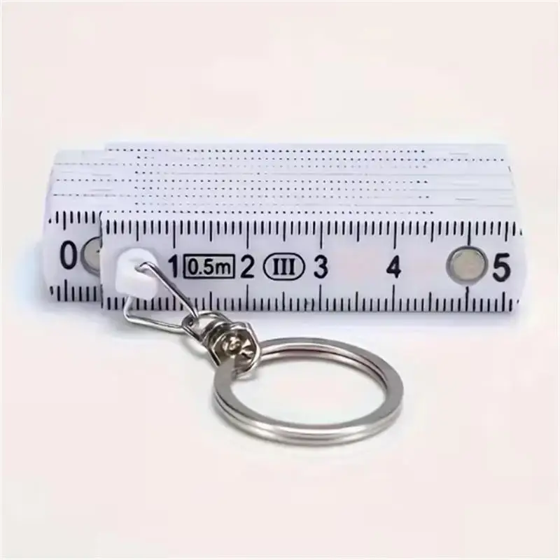 1개 다기능 ABS 플라스틱 접이식 자, 45cm/17.72인치, 10단 접이식, 키체인 포함, 컴팩트하고 휴대 가능, 접이식 자 그리기 도구