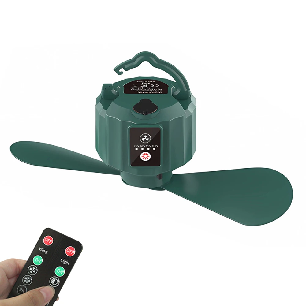 

Outdoor Camping Hiking Tent Ceiling Hung Fan Portable Detachable Hung Fan with Remote Controller 2in1 Electric Fan Light Bedroom