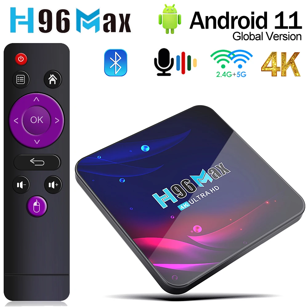 Приставка Смарт-ТВ H96MAX V11 RK3318 4 ядра Android 11 0 2/4 ГБ ОЗУ 16/32/64 Гб ПЗУ | Электроника