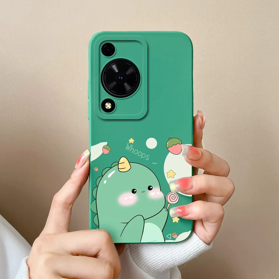 Cute Dinosaur Smooth Liquid Silicone Phone Cover – for Huawei Enjoy 70 and Nova Y72 4G