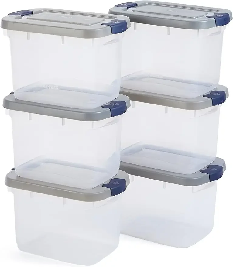 

Roughneck Clear 19Qt/ 4.75 Gal Storage Containers, Pack of 6, with Snap-Fit Grey Lids, Visible Base, Sturdy and Stackable,