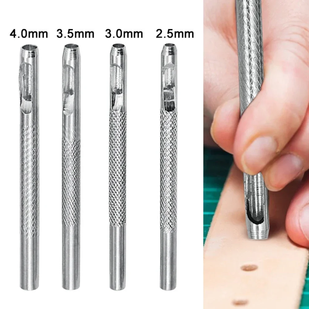 둥근 가죽 모양 구멍 펀치 키트 벨트 할로우 DIY 펀치 세트, 금속 커터 도구, 시계 밴드 공예 의류, 2.5mm, 3.0mm, 3.5mm, 4.0mm