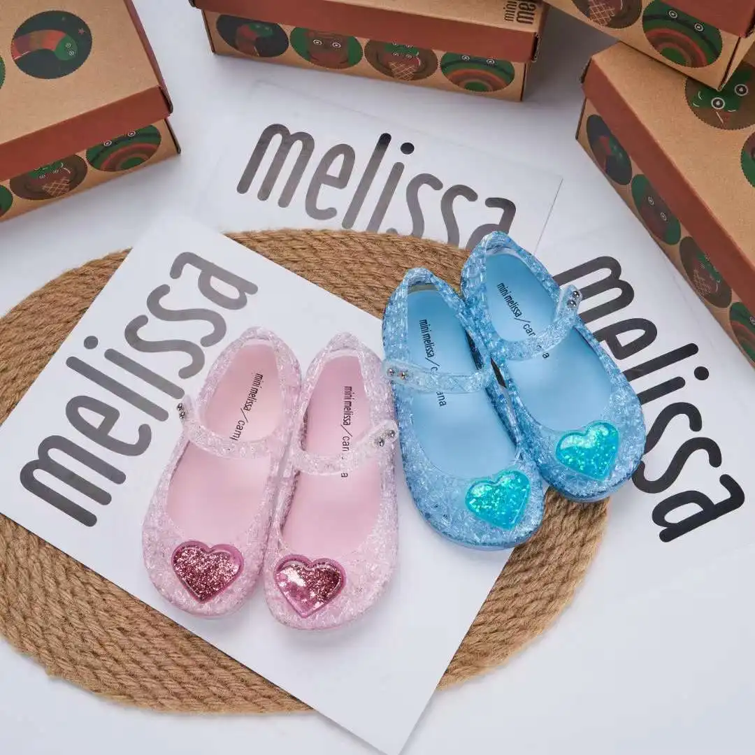 

2023 Melissa Children's Sandals Cute Girls Bird Love Flowing Sand Single Shoes Hole Girl Fragrant Jelly Beach Sandals HMI136