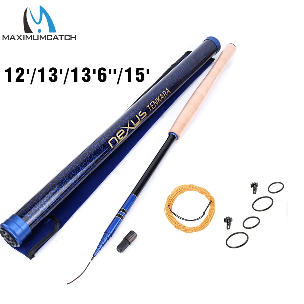 Maxcatch Nexus 12-15Ft Tenkara Canna Da Mosca Telescopica 7:3 Azione Canna Da Pesca Calzino Tubo Di Carbonio Con Linea Custode E Linea Di Mosca
