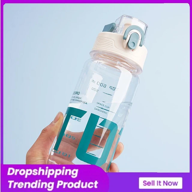 Botella de agua deportiva de 1 litro con pajita para viajes al aire libre,  botella de agua transparente portátil de 1 l, botella de plástico para mi  bebida sin BPA - AliExpress