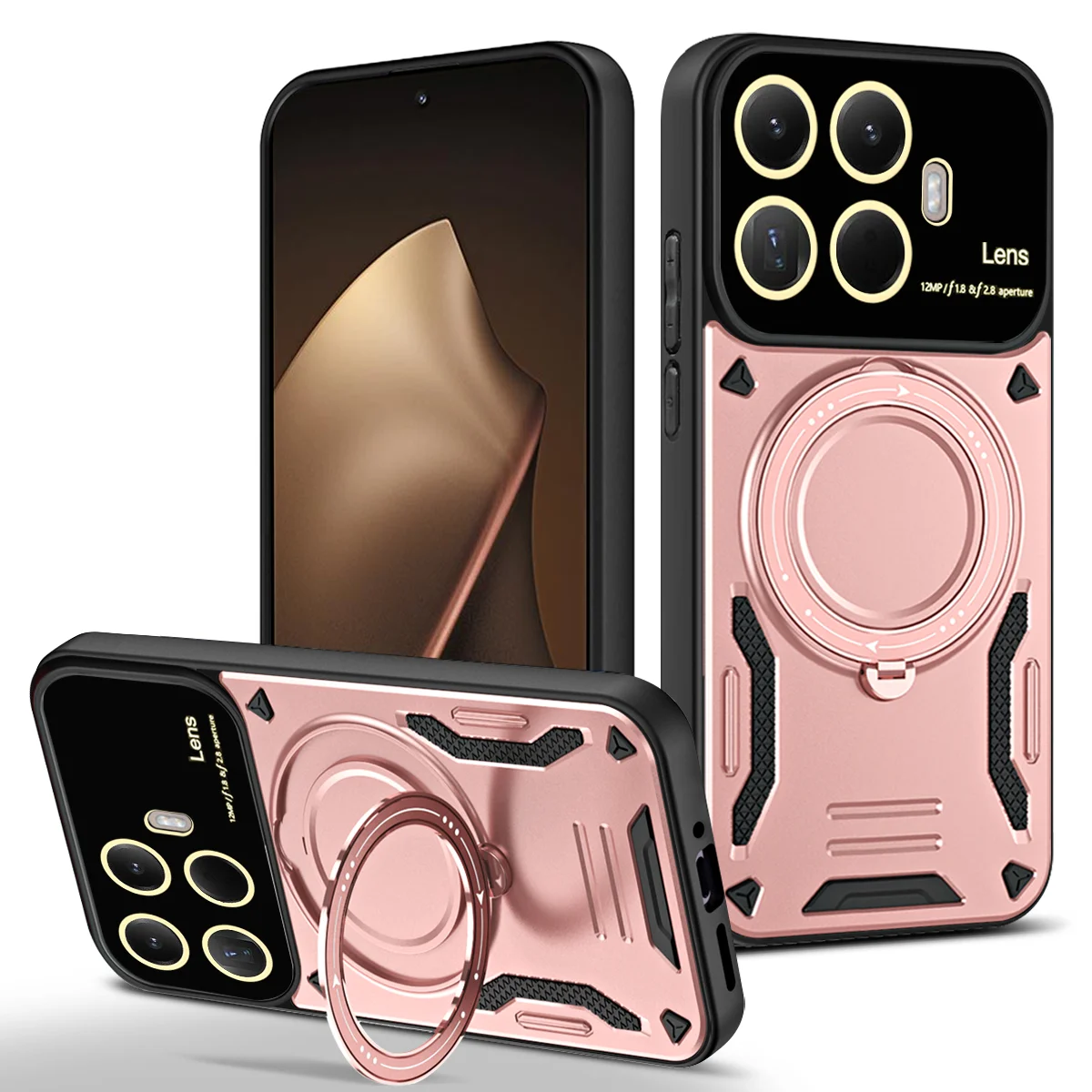 Magnetic Ring Armor Phone Case with Camera Protection and Back Cover