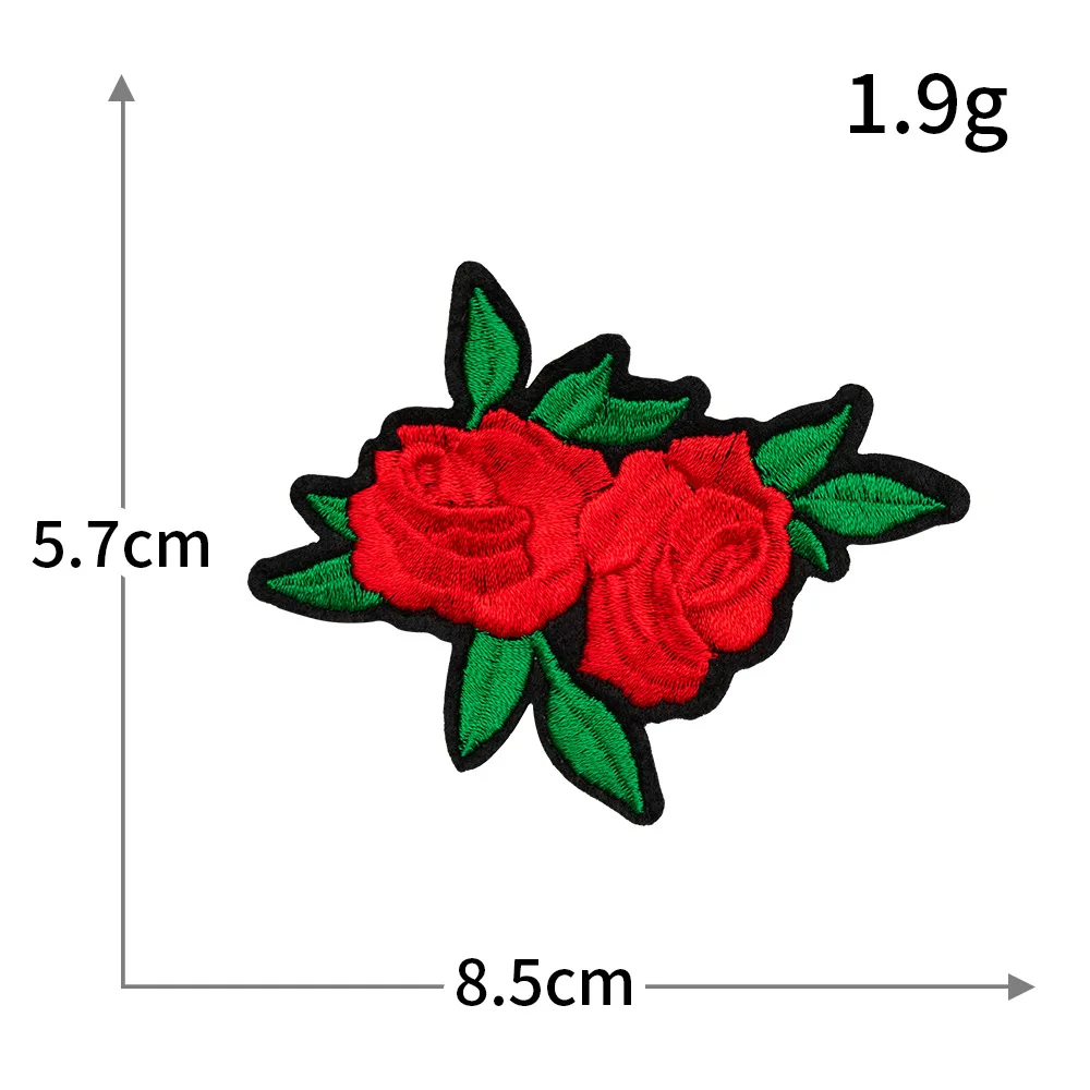 Red Rose Embroidery Patch - Decorative DIY Cloth Accent for Fashion & Accessories