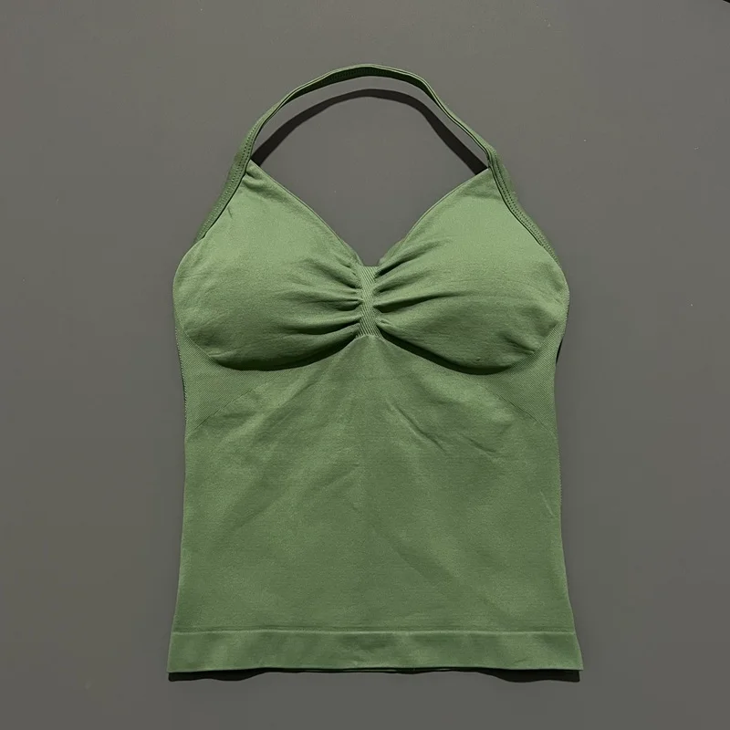 Women Yoga Vest - Longline Strappy Top | Breathable Fitness Tank Top Open Back Halter
