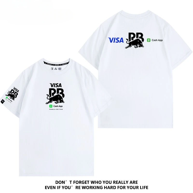 New VISA CASH APP RB F1 Team Short-sleeved T-shirt Summer Crew Neck T-shirt cotton short sleeved shirt