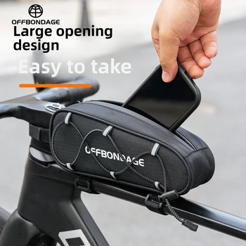 Borsa da Bici OFFBONDAGE per Tubo Superiore, Riflettente, Grande Apertura, per MTB e Bici da Strada, Porta Telefono, Borsa Portaoggetti, Accessorio