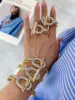 3Pcs 2024 Gold Silver Color Inlaid Cubic Zirconia Metal Cuff Open Bracelet Bangle 18K Plated Men Charm Jewelry Gift 3