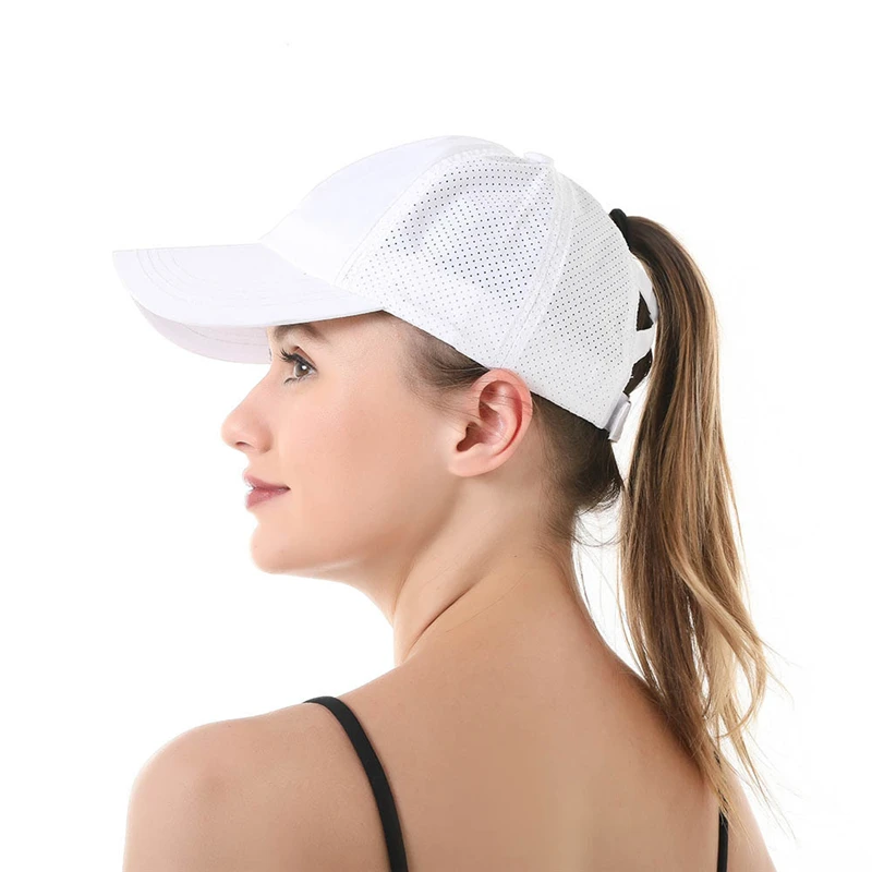 Women'S Baseball Caps Spring And Summer Outdoor Sports Sunshade Ponytail Cap Adjustable Breathable Mesh Quick-Drying Cap