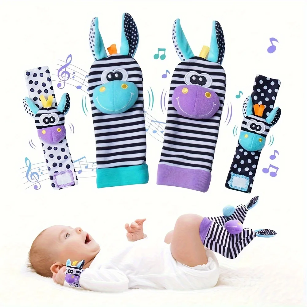 4PCS Baby Rattles Toys for 0-12 Month, Infant Girl Boy Toys for Babies 3-6 Months, Newborn Hand & Foot Toys for 0 to 9 Months 6