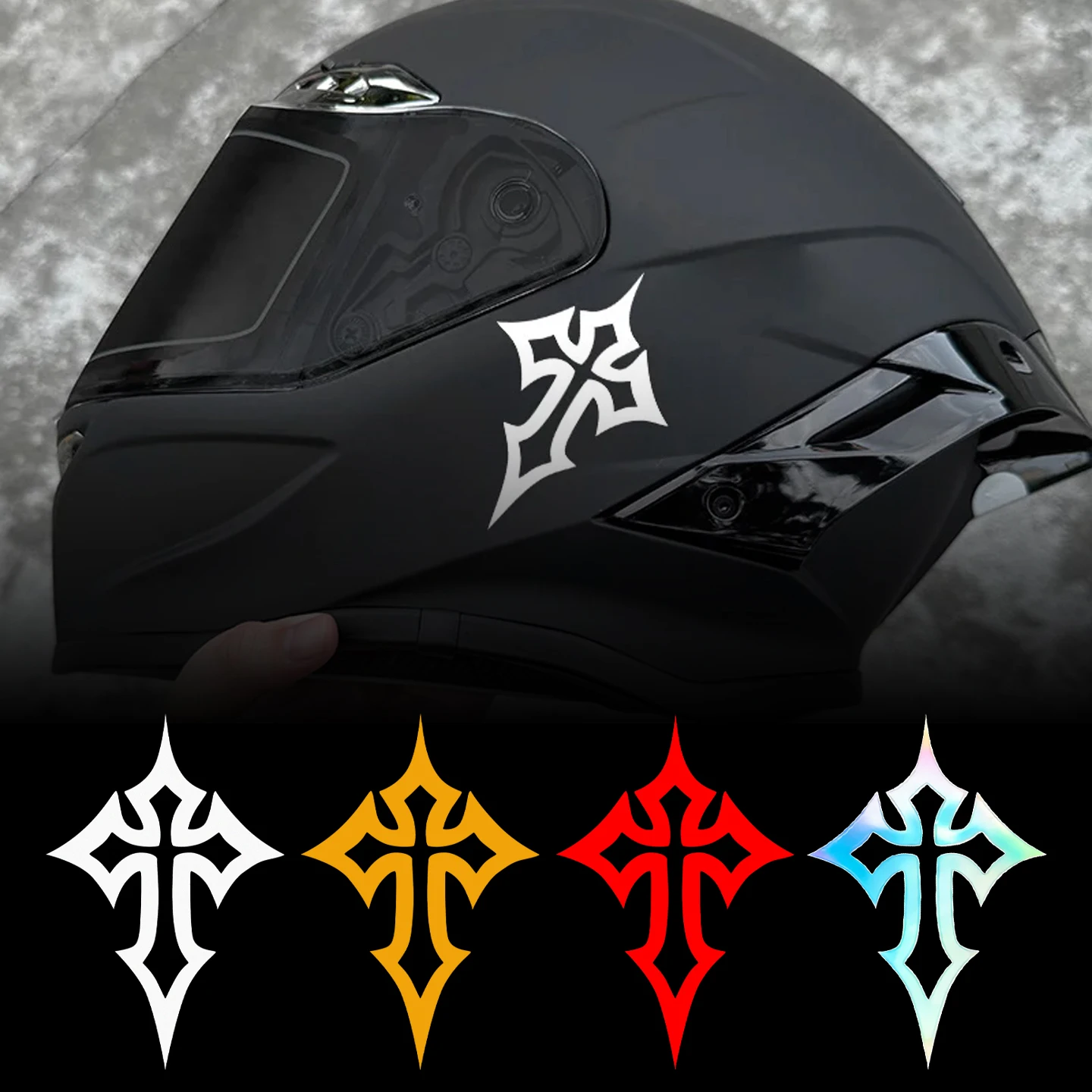 2 pegatinas reflectantes creativas con patrón cruzado para motocicleta, scooter, casco de carreras, calcomanías de vinilo impermeables, accesorios.