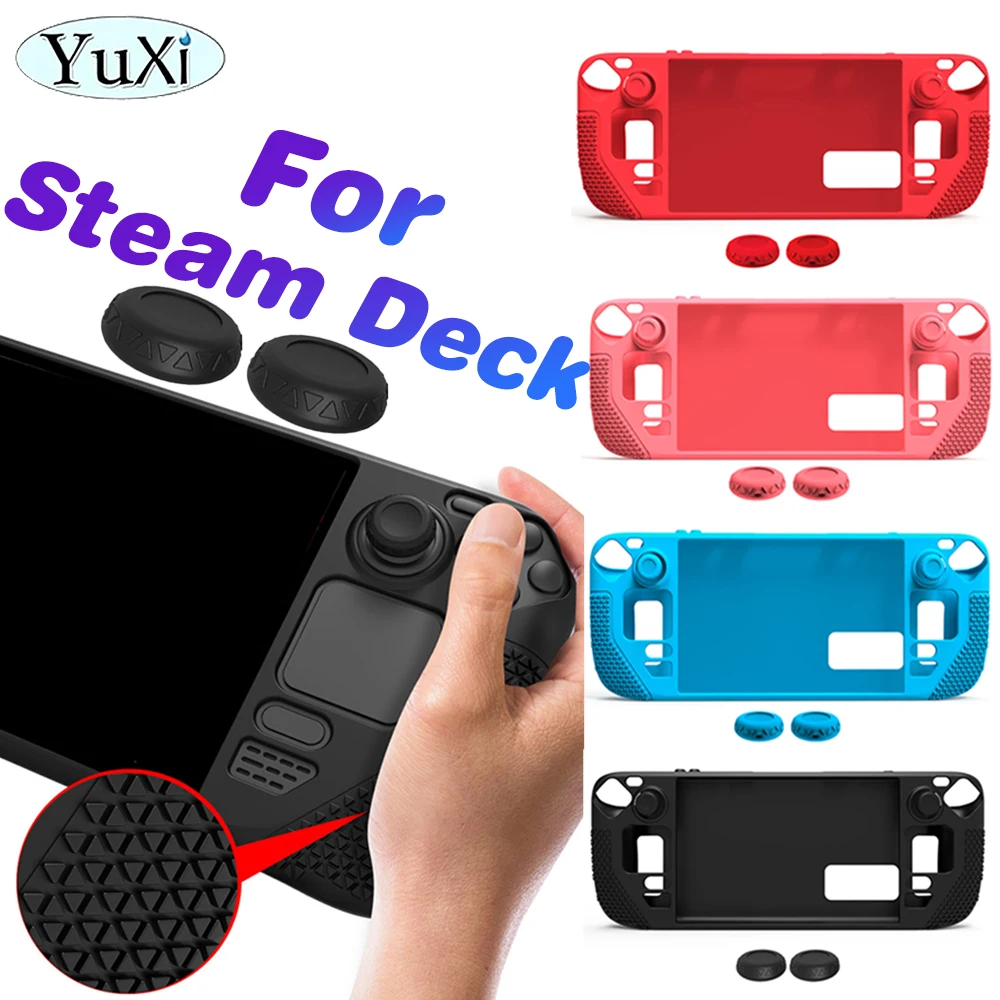 

1Set Anti-Slip Protective Case For Steam Deck Game Console Silicone Host All-Inclusive Anti-Fall Skin Cover Soft Grip Cap Kit