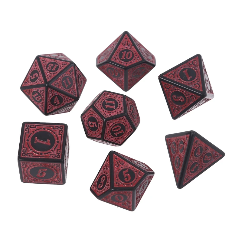 7Pcs/Pack Different Number of Faces Resin Dice Game Props Educational Toys with Box Children Multi-faceted Digital Dice