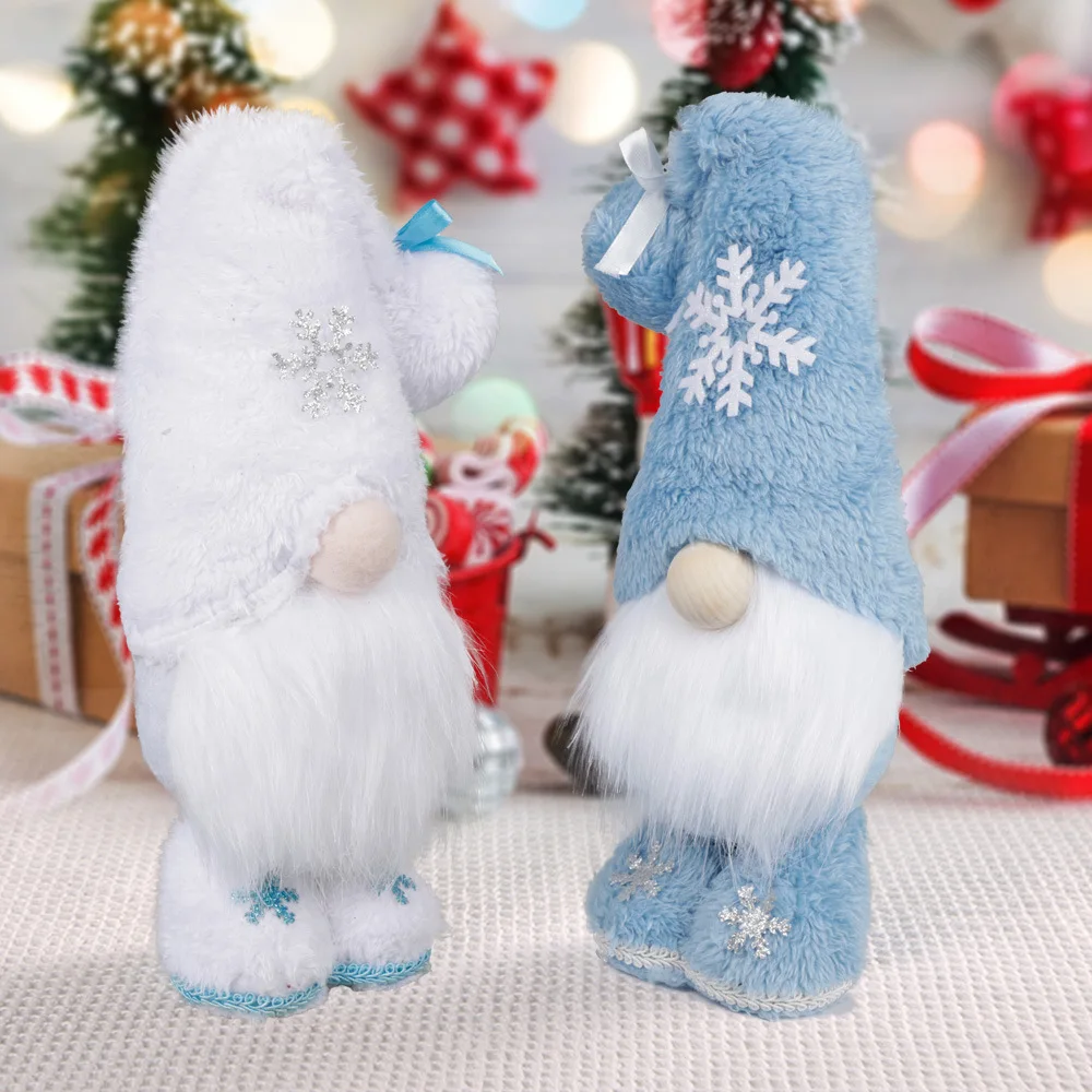 Blue Standing Snowflake Rudolph Doll Christmas Decoration Dwarf Faceless Doll Photo Props Supplies