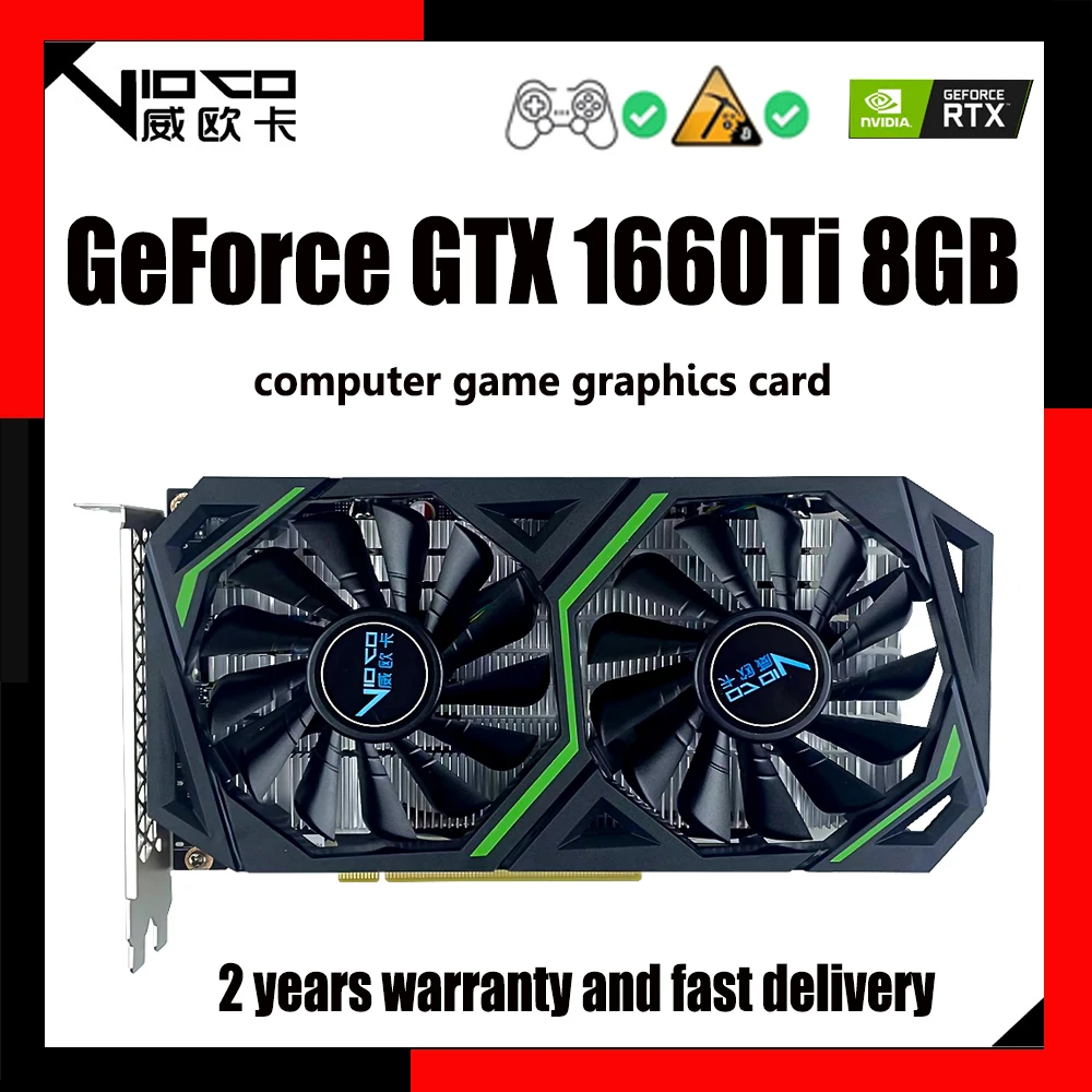 

VIOCO Graphics Card GTX1660ti 6GB GDDR6 192bit Game GPU NVIDIA GeForce GTX 1660 Ti 6G Desktop Computer For Gaming