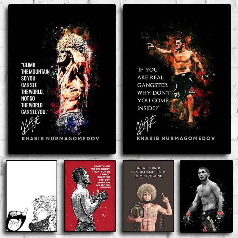 

Russian Mixed Martial Artist Khabib Cartoon Personal Photo Posters For Room Canvas Painting Print Art Home Wall Decor Pictures