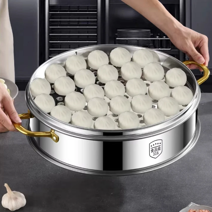 316 stainless steel steamer commercial household large capacity steamed buns double three multi-layer large steamer 4