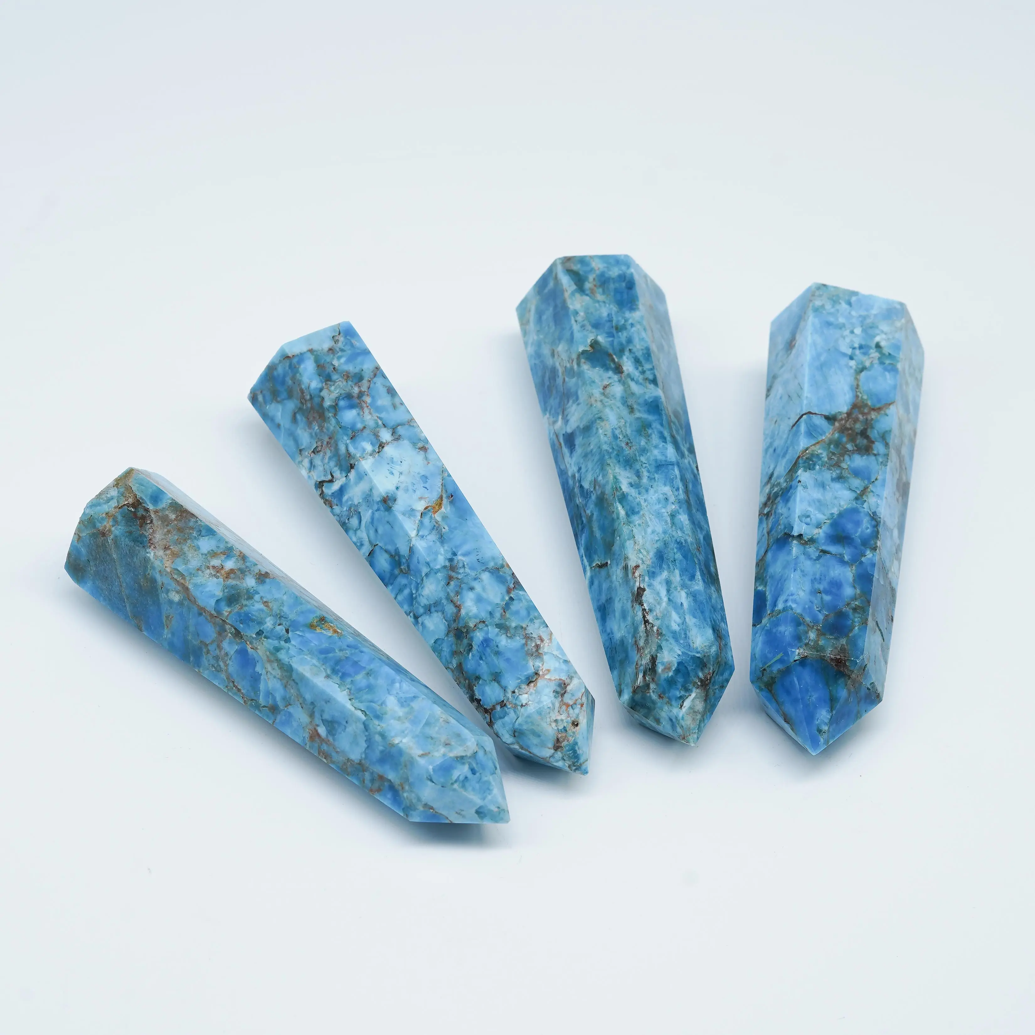 

1PC Natural Crystal Blue Apatite Single Point Column Reiki Healing Polished Blue Gem Obelisk Column Home Room Decoration Gift