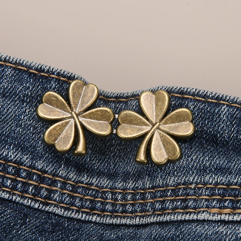 Jeans Button Clips 1/2 Pair Jeans Button Adjustable Clips Pant Skirts Waist Tightener Buckle Snap Button Adjuster Pants Pin Retractable