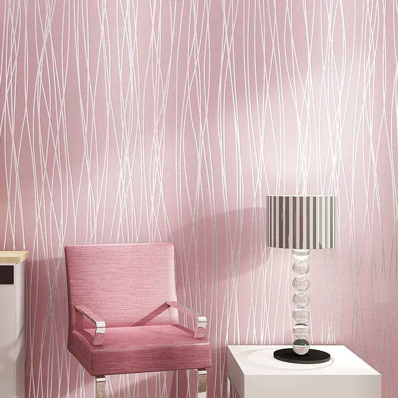 Pink Strip Kids Room Girls Room Wall Decoration Home Improvement Peel and Stick Wallpaper 3d Texture Wall Stickers In Roll