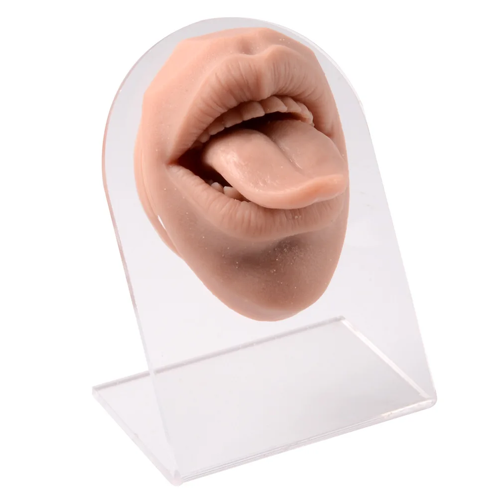 Guemcal Silicone Tongue Model Face Model Mouth Puncture  with Model Lip Nail Tongue Nail Display