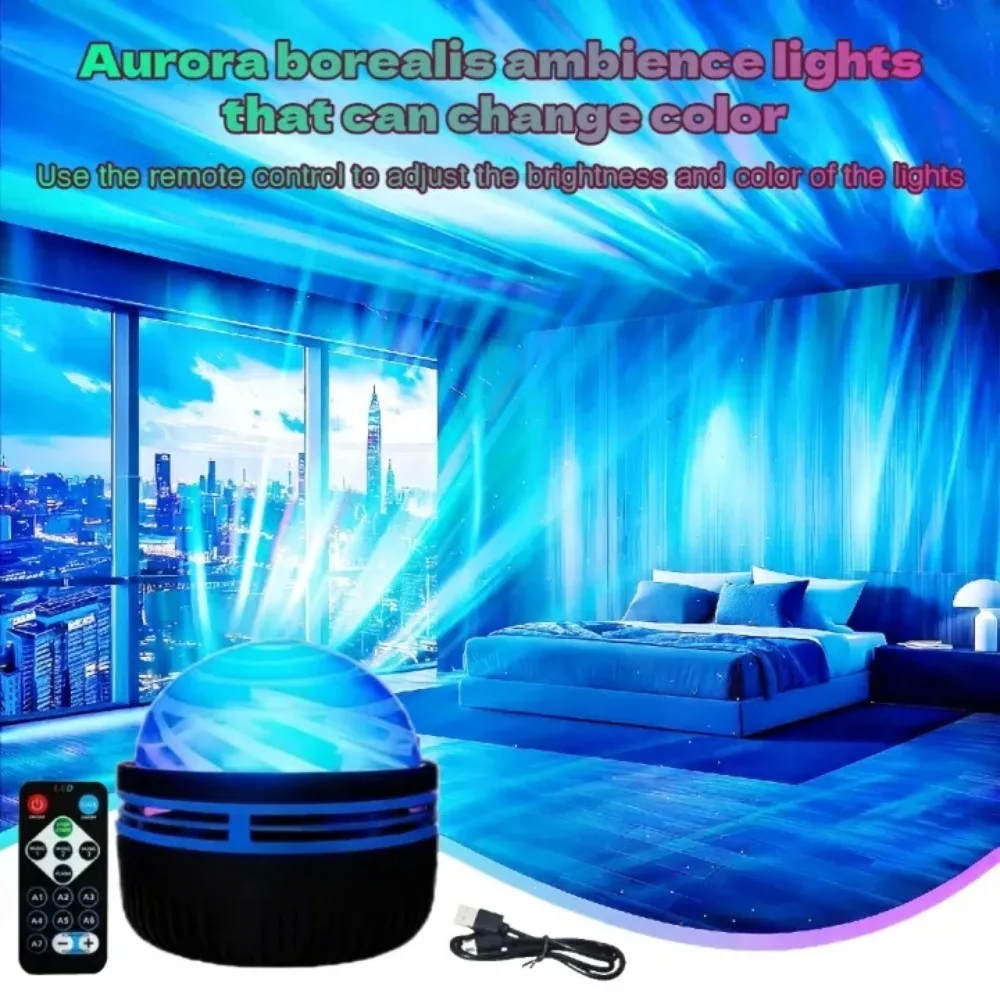 LED Galaxy Spinning Projector Light Colorful Sky Bedroom Night Lamp Decor with Remote Control USB Rechargeable Home Auto Rotat