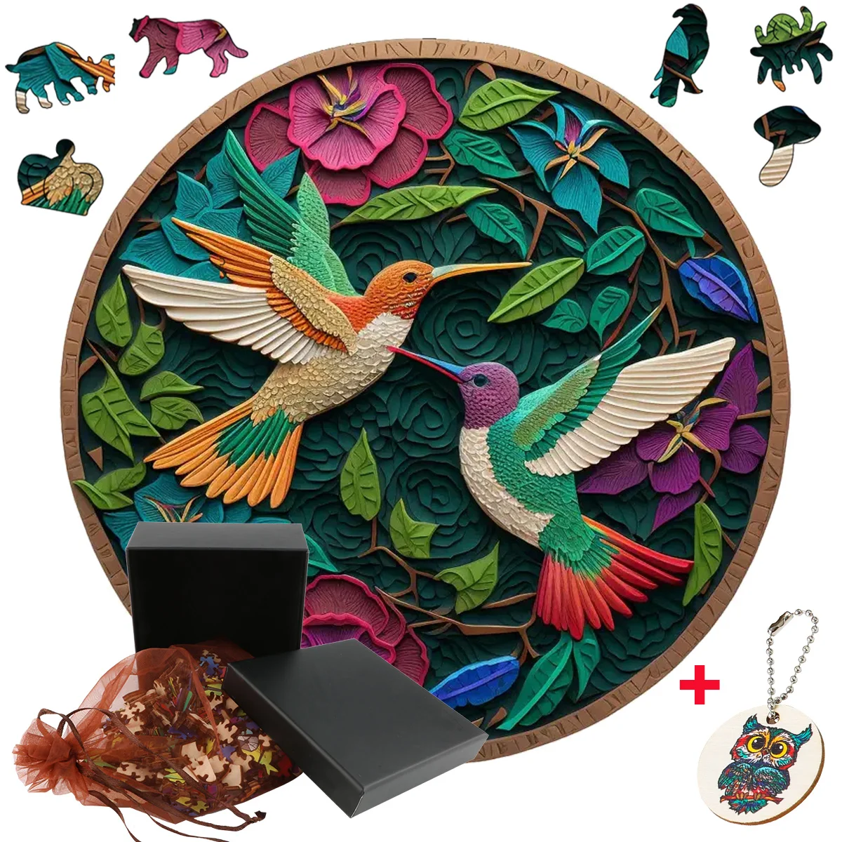 

Superb Wooden Hummingbird Jigsaw Puzzles Brightly Colored Interactive Games For Adults Interesting Wood Board Set Children Toya