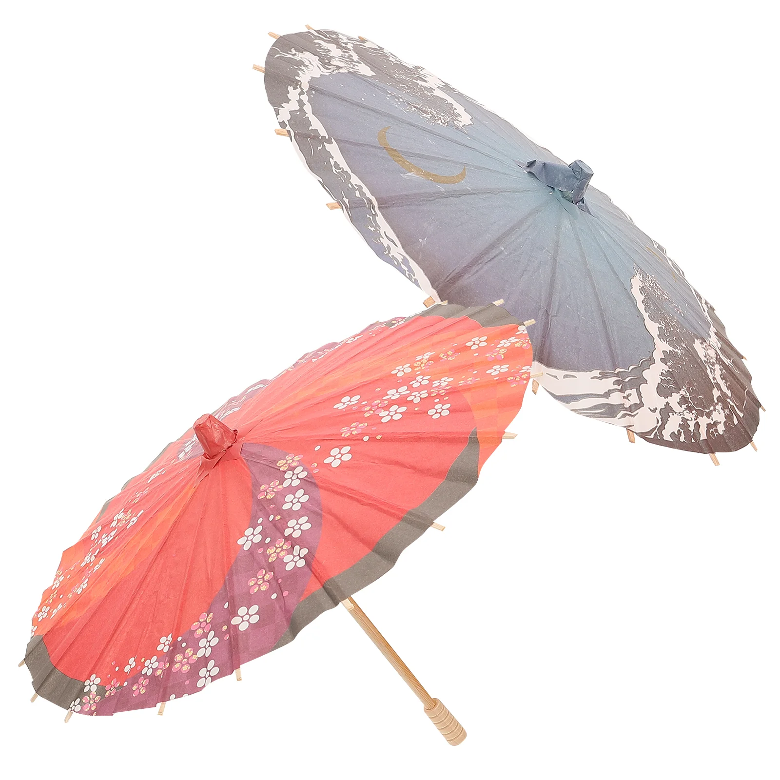 2Pcs Oil Paper Umbrella Classical Japanese Umbrella Holiday Umbrella Decoration