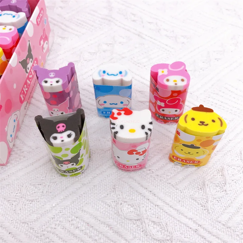 Фото 24 шт. Sanrio мультяшный ластик Kawaii аниме Cinnamoroll/kuromi/my Melody мини Ластик Детские Обучающие канцелярские принадлежности оптом №3