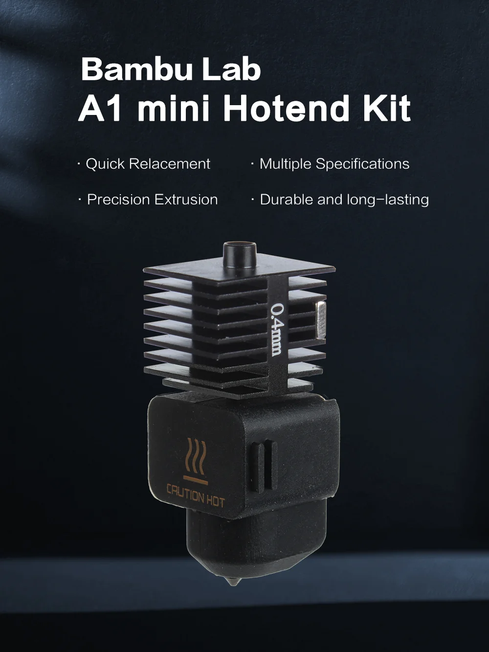 Ugello In Acciaio Temprato 0,4mm Per Bambu Lab X1 E P1P - Hotend Fino A 500°C, Resistente All'usura