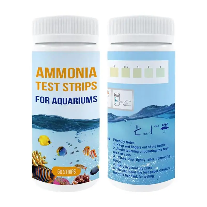 Ammonia Test Strips 50pcs for Fish Tank Quick Water Quality Testing Paper Kit Ammonia Tester Safe Water Test Kit for Aquarium