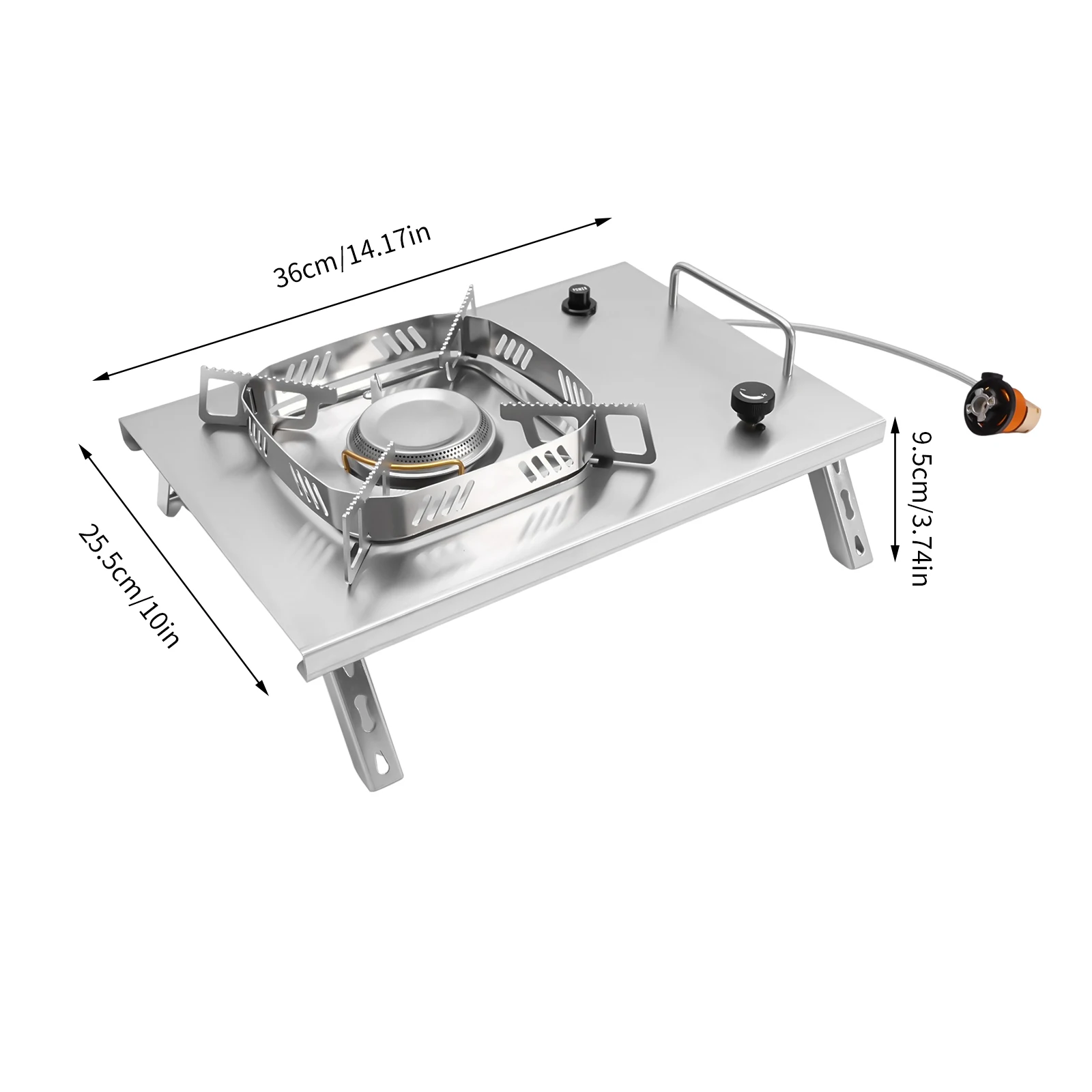 2600 W Gas-Campingkocher, tragbarer zusammenklappbarer Gasherd, Outdoor-Camping-Gasbrenner, Herd zum Kochen im Freien, Wandern, Grillen, 36 x 25,5 x 9,5 cm – Detail 2