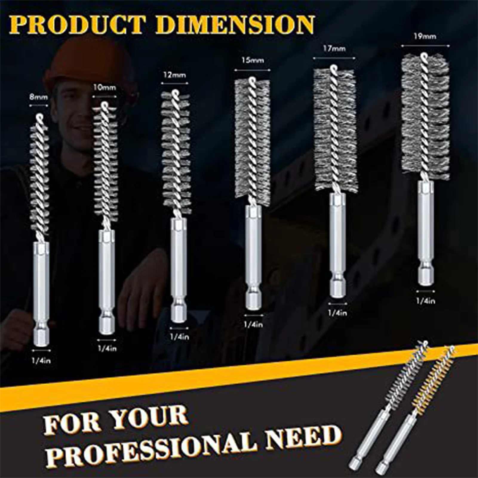 Newest Portable Wire Twist Brush Stainless Steel Pipe Tube Cylinder Bore Cleaning Brush Set For Impact Drill