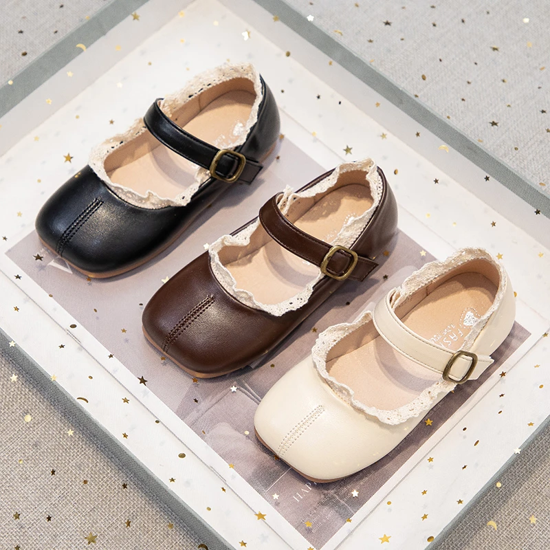 Leather Ballet Flats for Girls Autumn Party Wedding