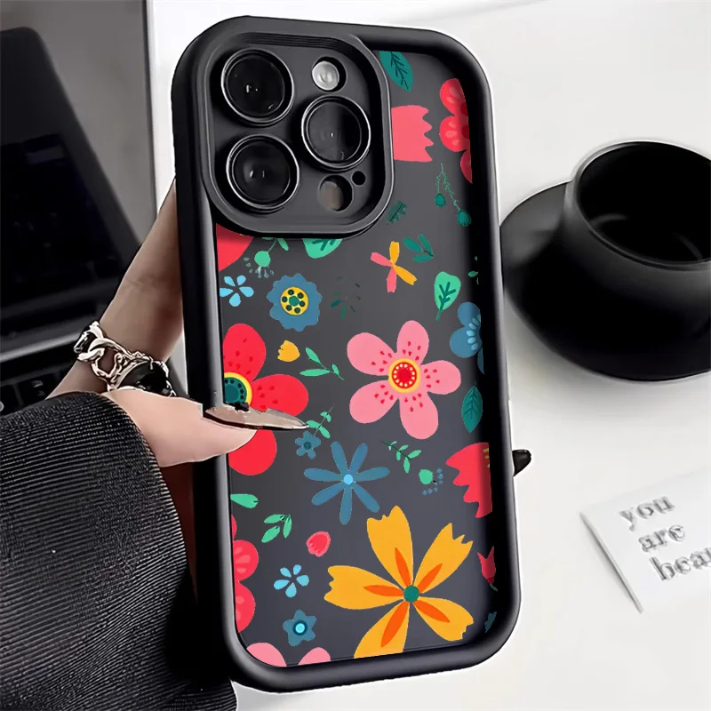 thumbnail image 1 of Funda de silicona mate con flores para iPhone, carcasa suave con flores para iPhone 15 Pro, 11, 13, 14, 12 Pro Max, XR, XS, X, 7, 8 Plus, SE, 1 of 5