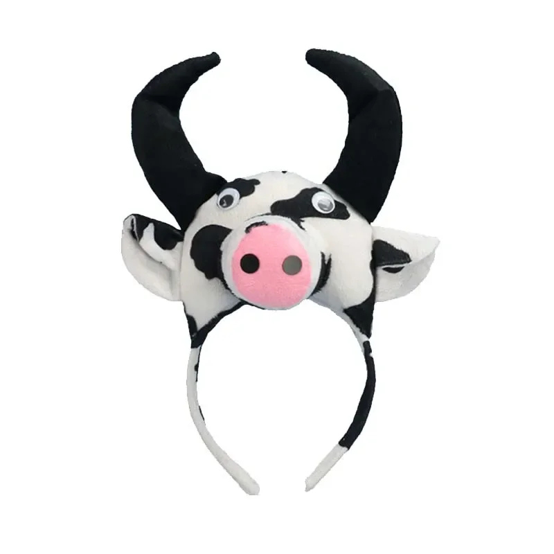 Adult Kids Boy Animal Milk Cow Cattle Headband Bow Tie Tail Gift Birthday Party Cosplay Costume Christmas Halloween Props