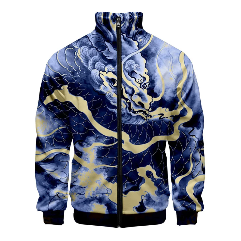 thumbnail image 1 of Chaqueta con estampado 3D de Kirin, mito chino, para hombre, abrigo con estampado de animales de gran tamaño, estilo urbano, para primavera y otoño, chaquetas con cremallera, 1 of 4