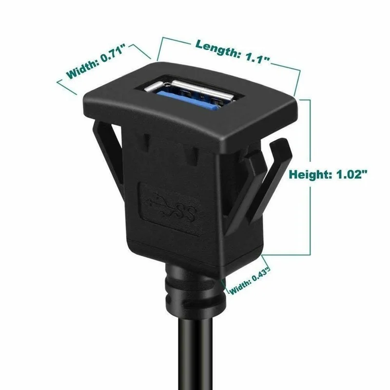 Usb 3.0 Painel de Montagem Nivelada Cabo Extensão com Fivela para o Carro Caminhão Barco Motocicleta Dashboard 1m - Imagem 4