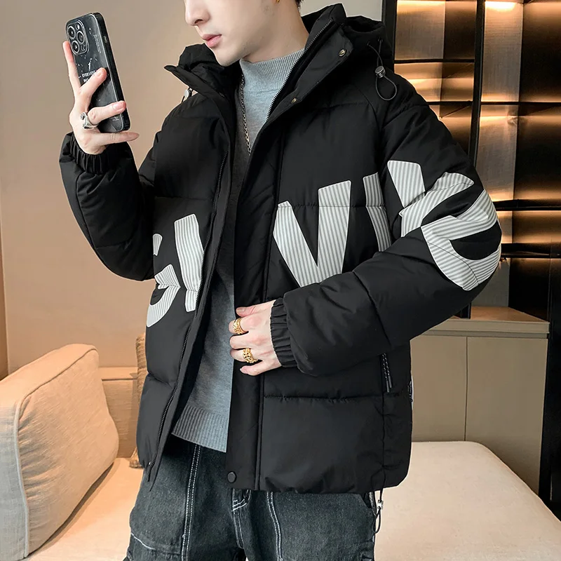 Fashion 2023 Autumn Winter Men's Thicken Parkas Outwear Loose Cotton-Padded Jackets Youth Outdoor Warm Down Coats Tops Clothing