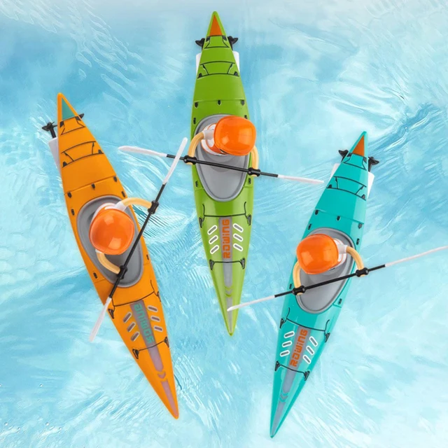2.4Ghz Remote Control Boat W/Colorful LED Light RC Kayak Boat Innovative Realistic Paddling Design Summer Water Toys for Kids 4